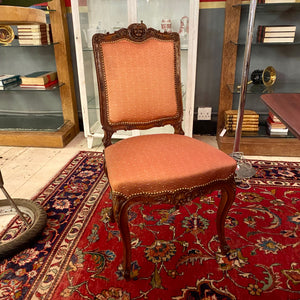 Trio of Antique Carved Dining Chairs with Brass Studs