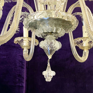 Large and Clear Murano Chandelier