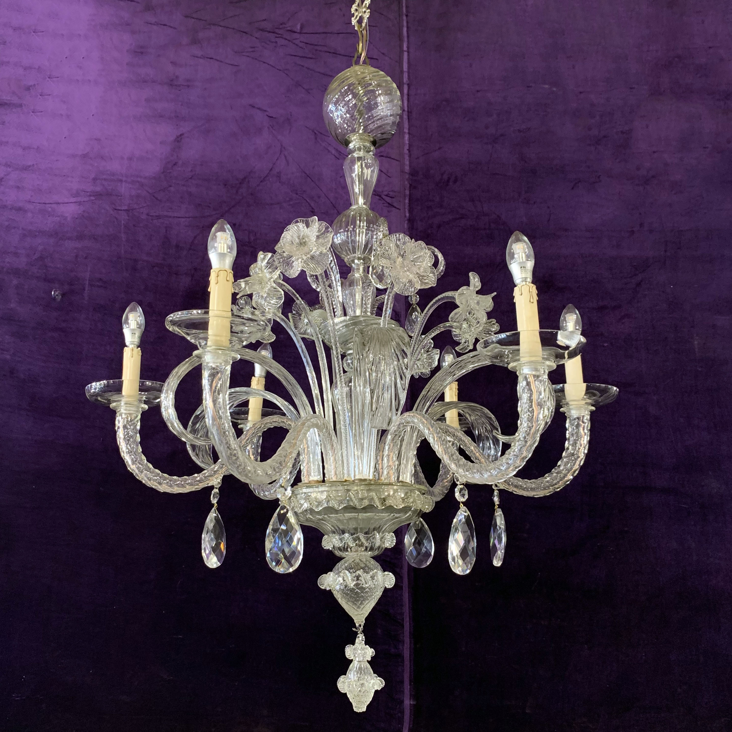 Beautiful Antique Floral Murano Chandelier