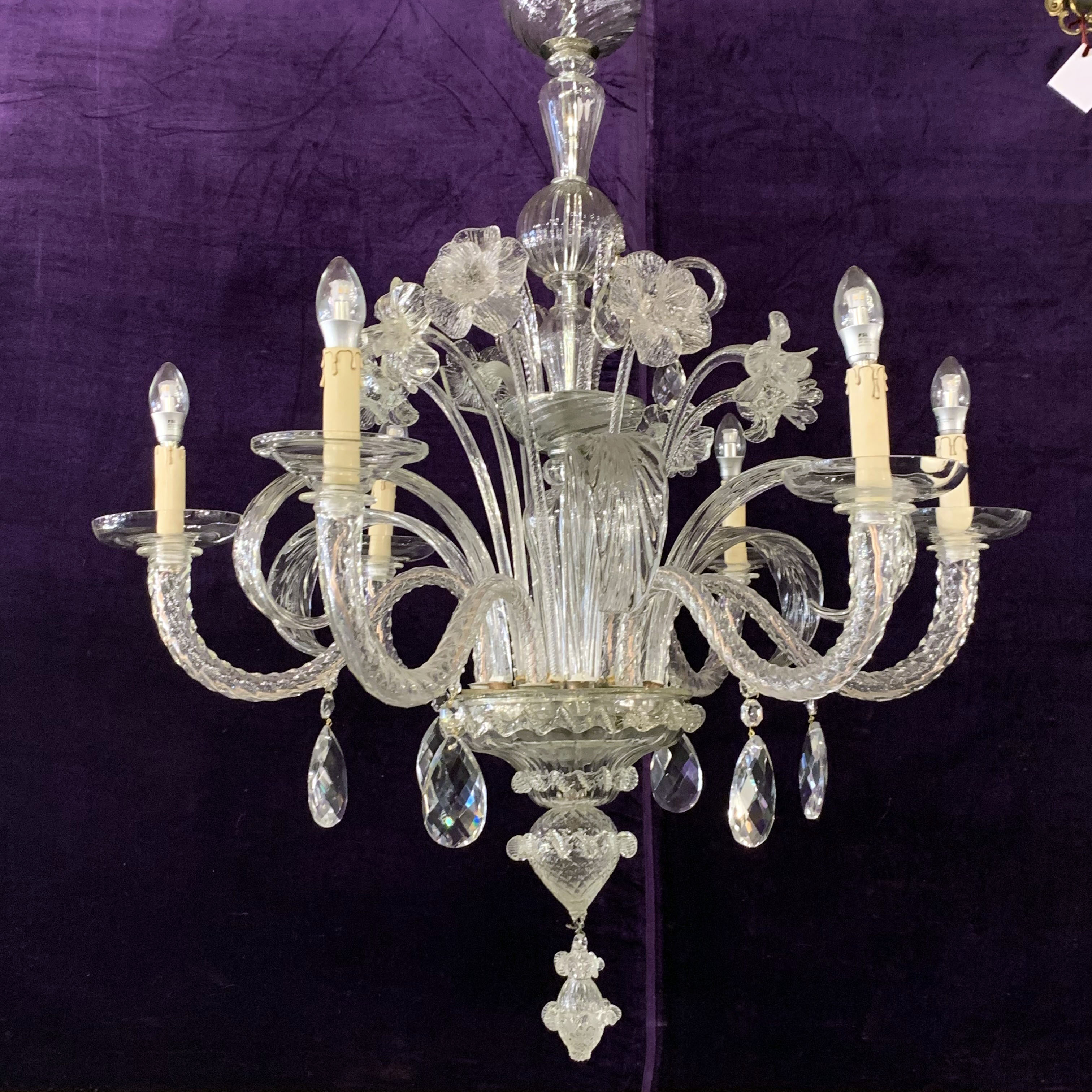 Beautiful Antique Floral Murano Chandelier