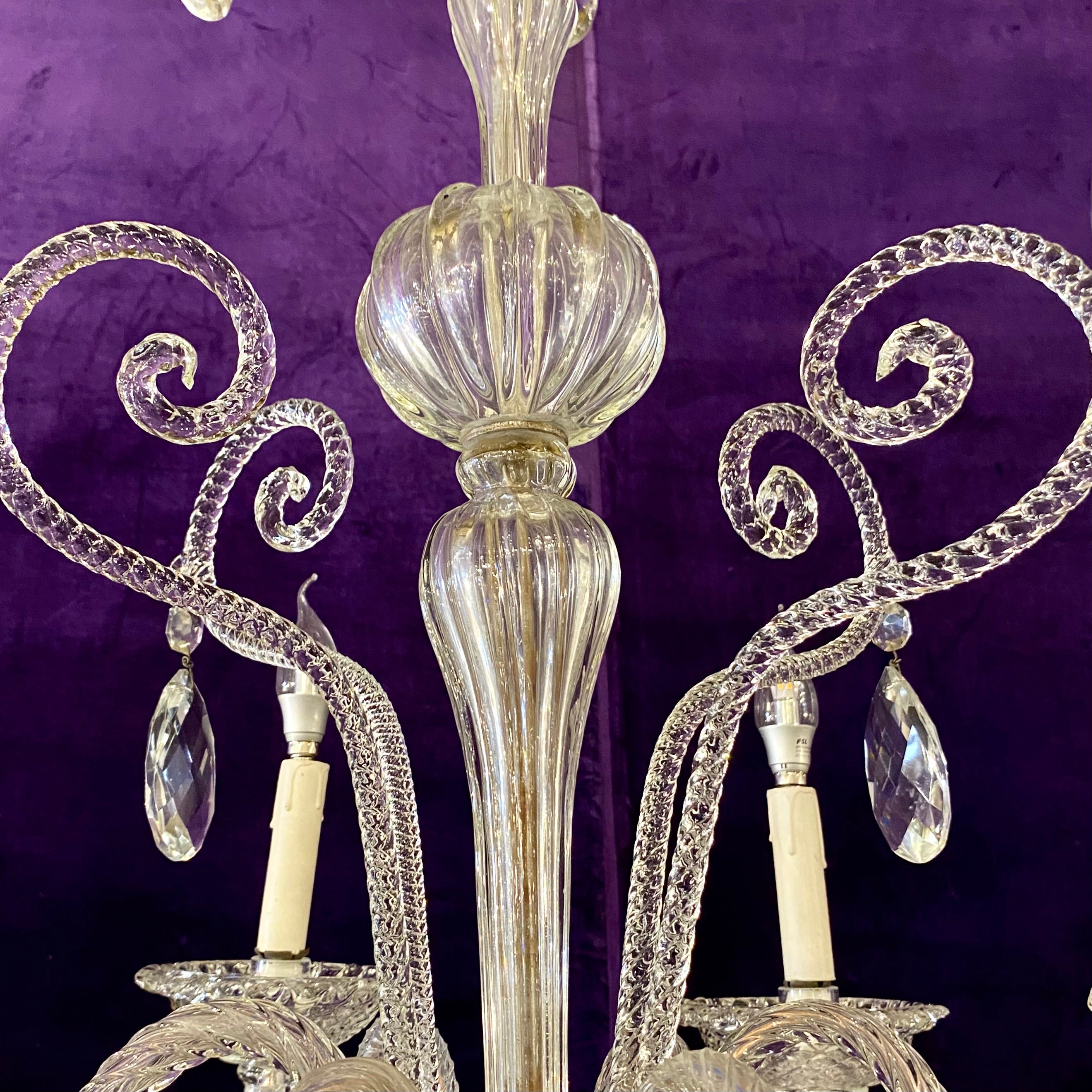 Pretty Murano Chandelier with Gold Accent