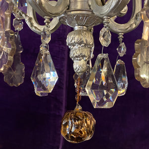 Antique French Silver Cage Crystal Chandelier