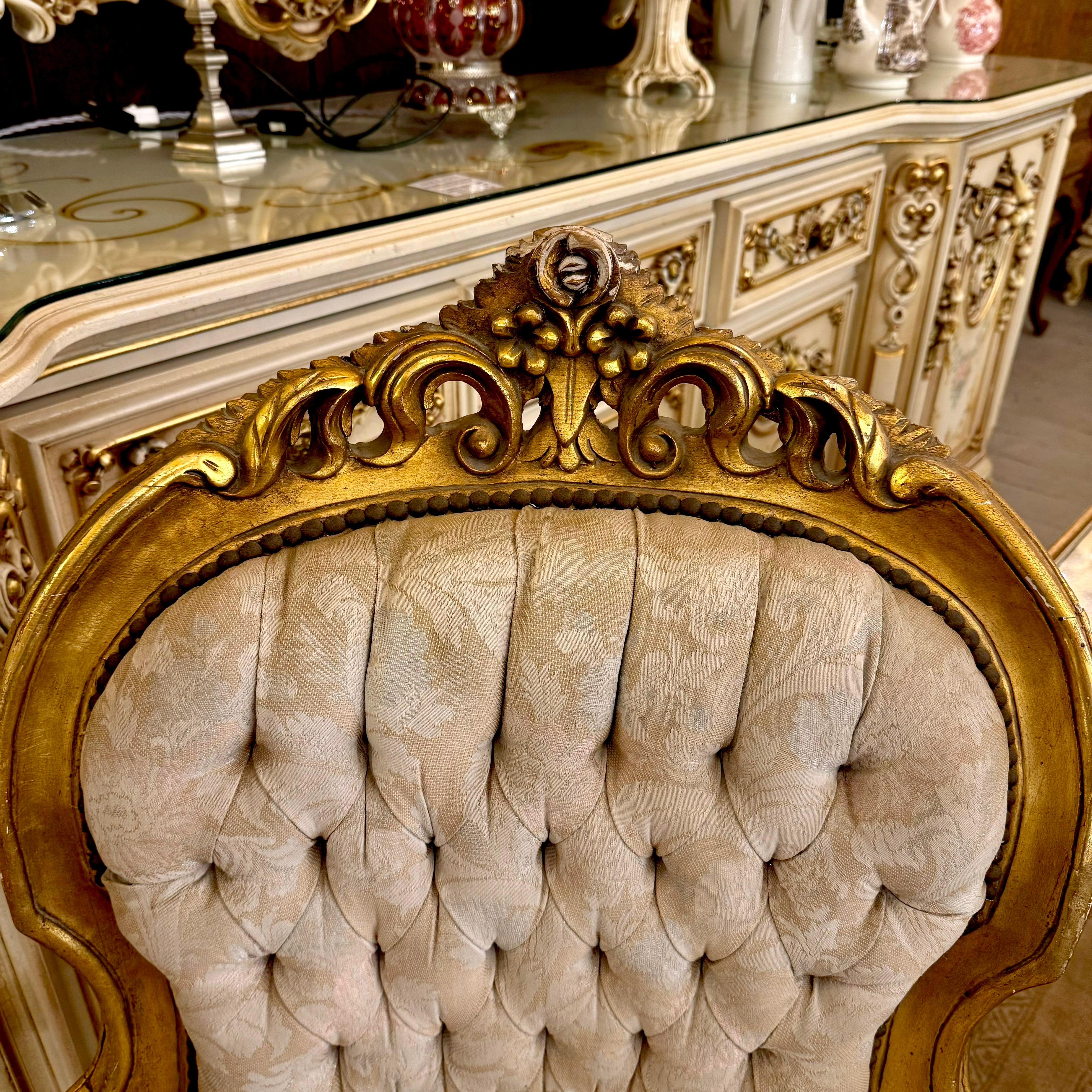Antique Rococo Giltwood Armchair