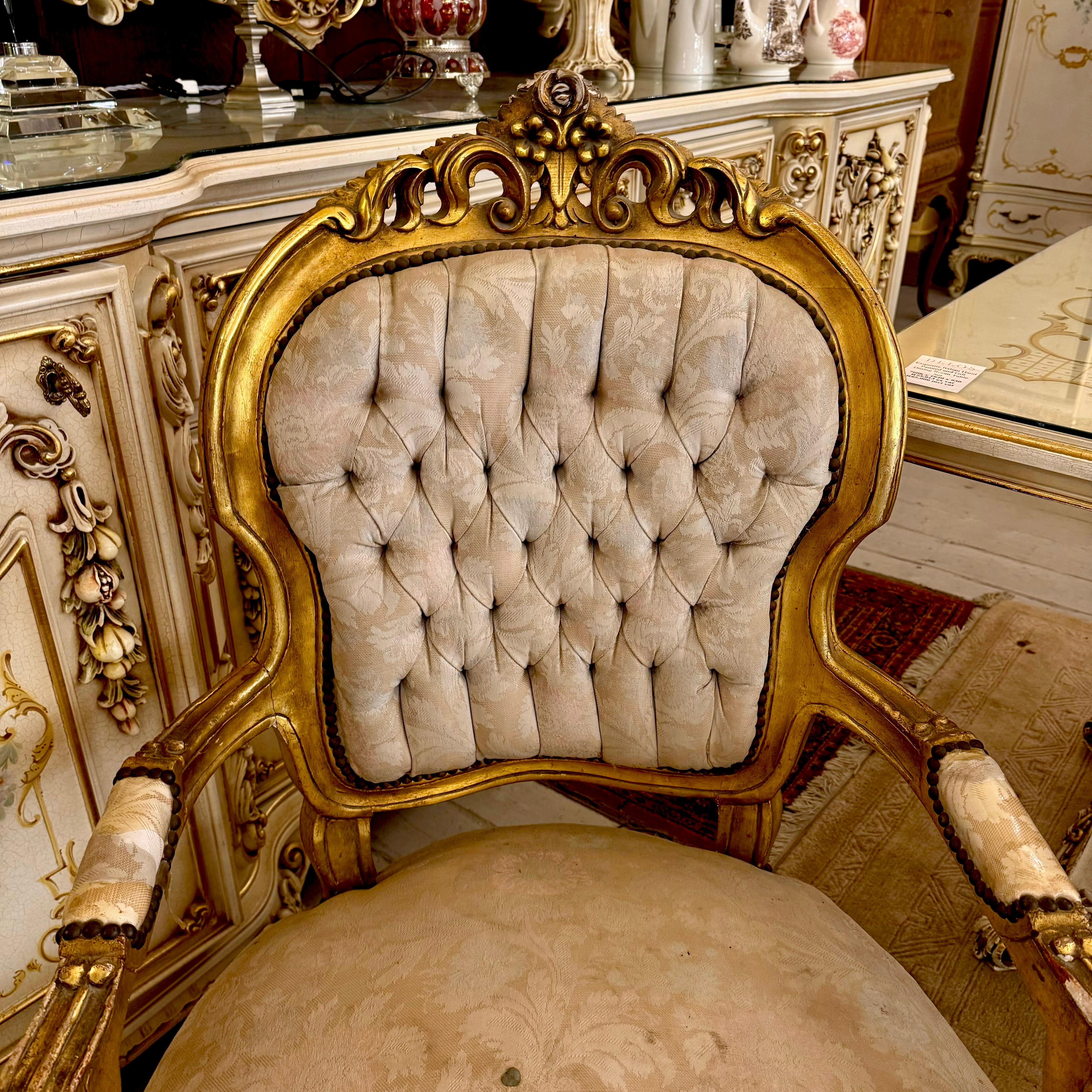 Antique Rococo Giltwood Armchair