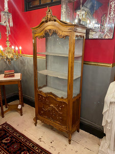 Antique French Walnut Display Cabinet with Intricate Carvings - SOLD