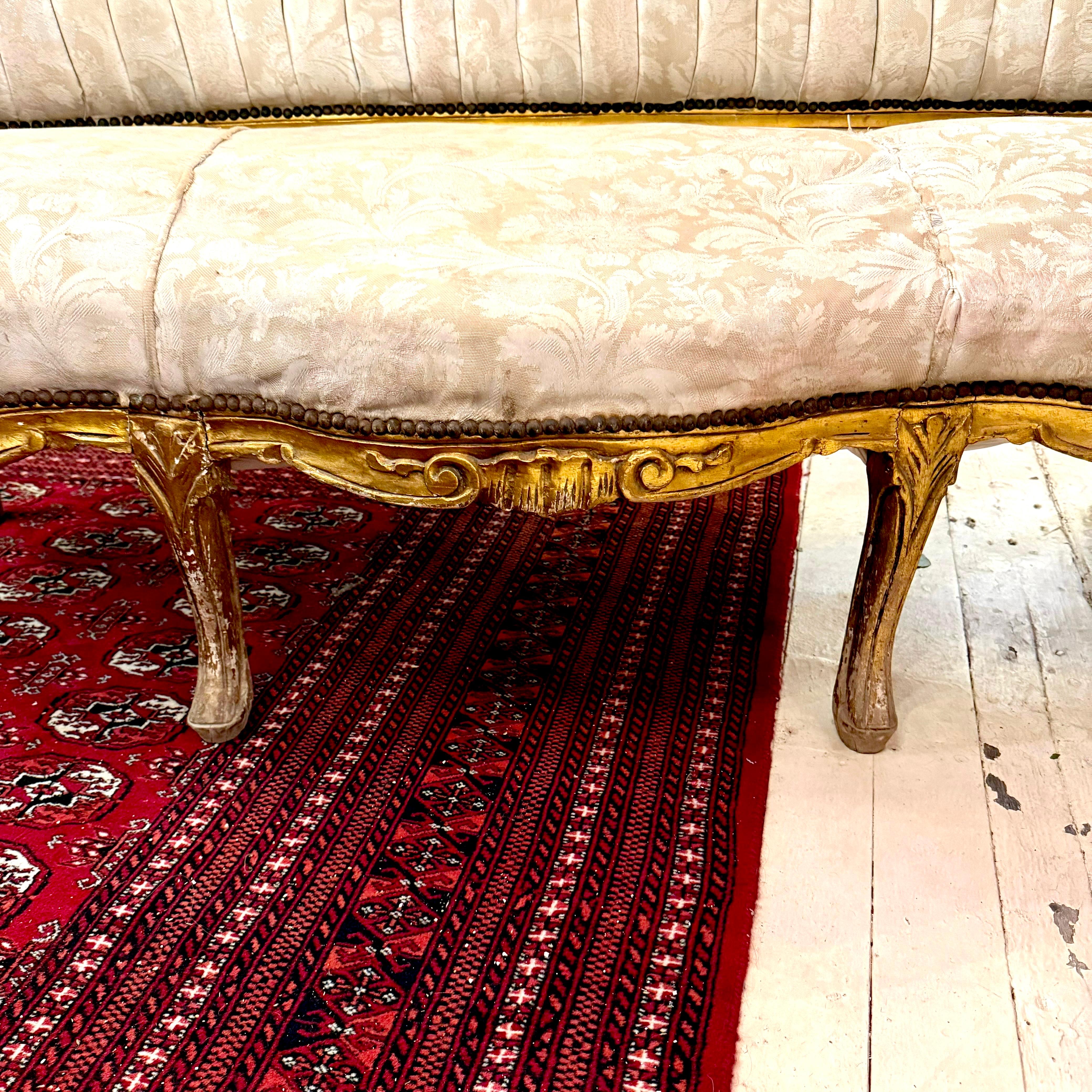 Antique Rococo Giltwood Salon Sofa