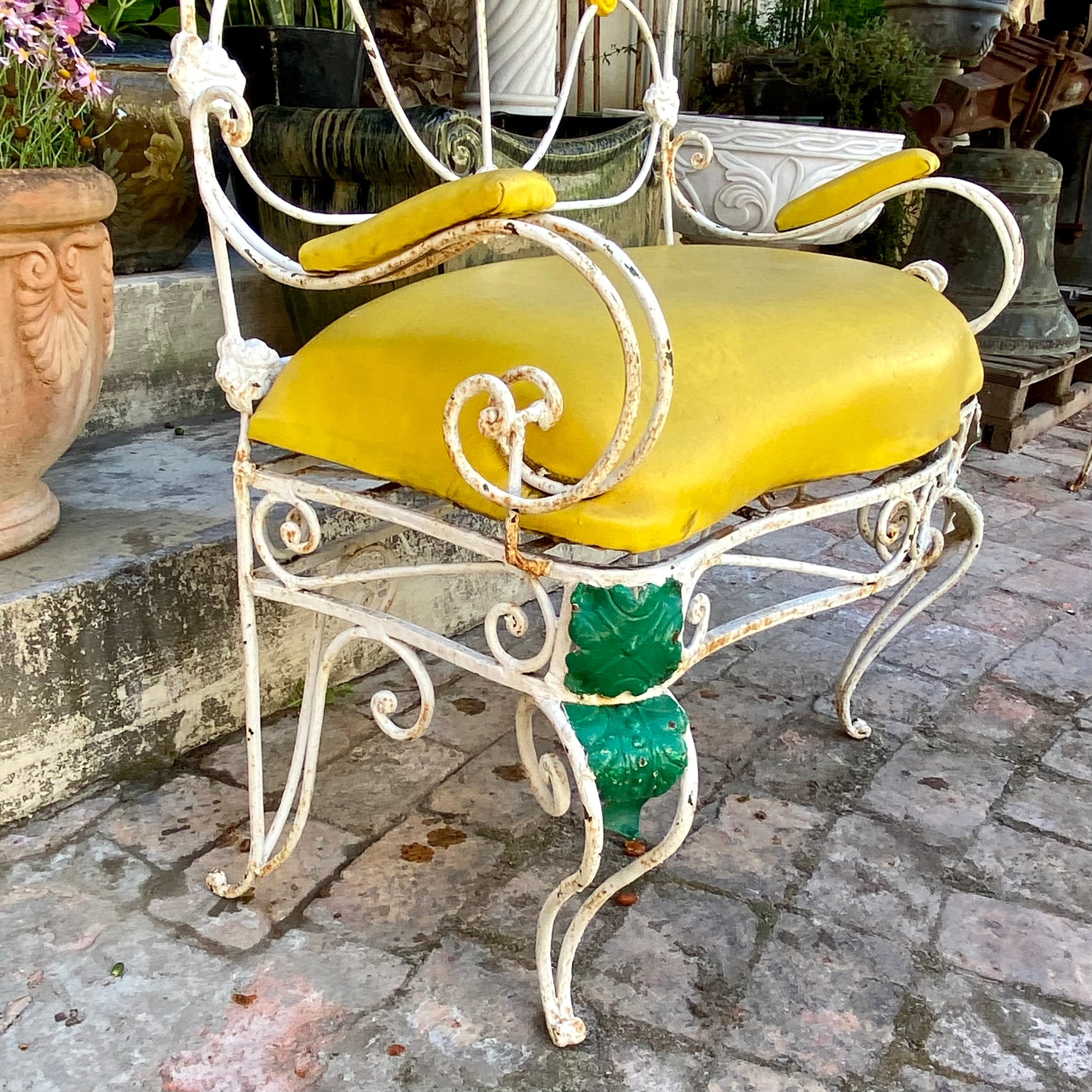 Cute Yellow Wrought Iron Love Seat