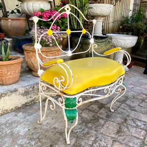 Cute Yellow Wrought Iron Love Seat