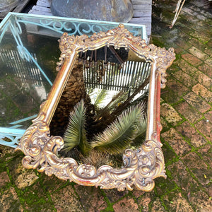 Vintage Gilded & Carved Scroll Beveled Mirror