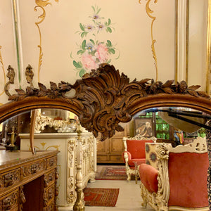 Unusual Antique French Oak Mirror