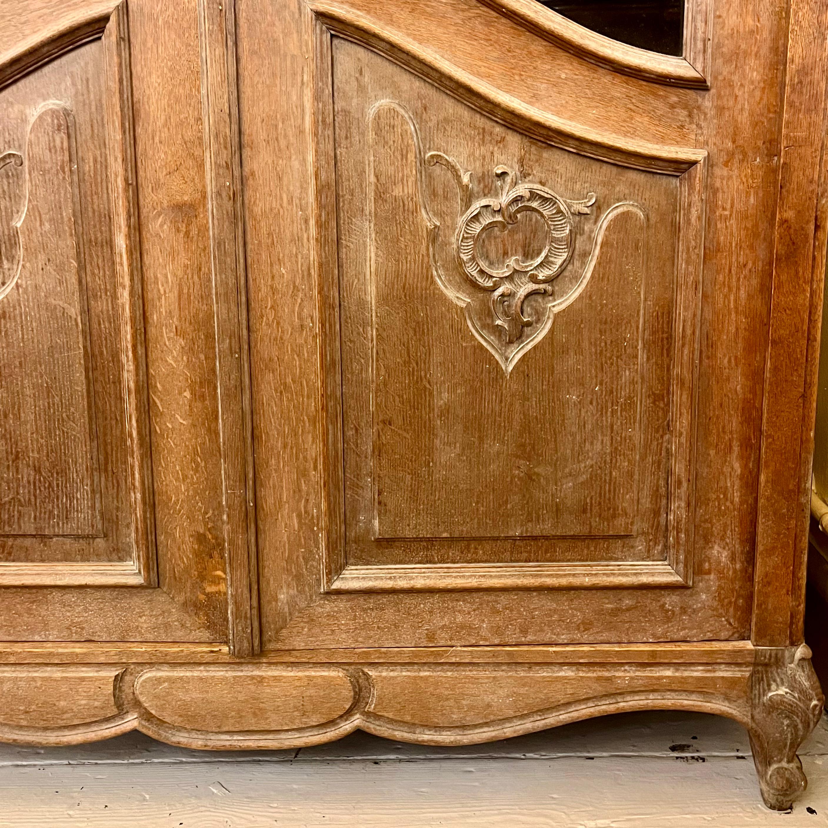 Antique Carved French Oak Display Cabinet