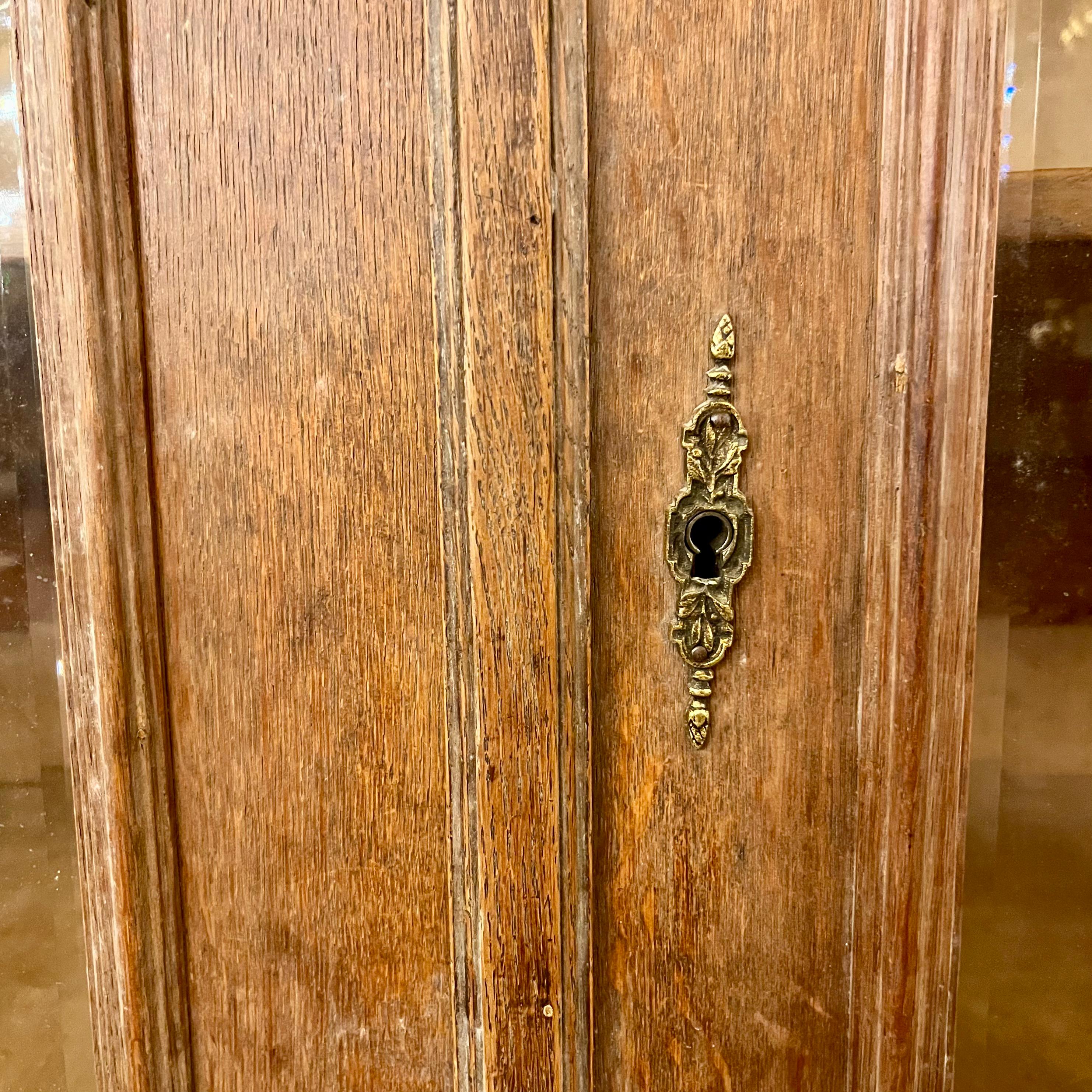 Antique Carved French Oak Display Cabinet