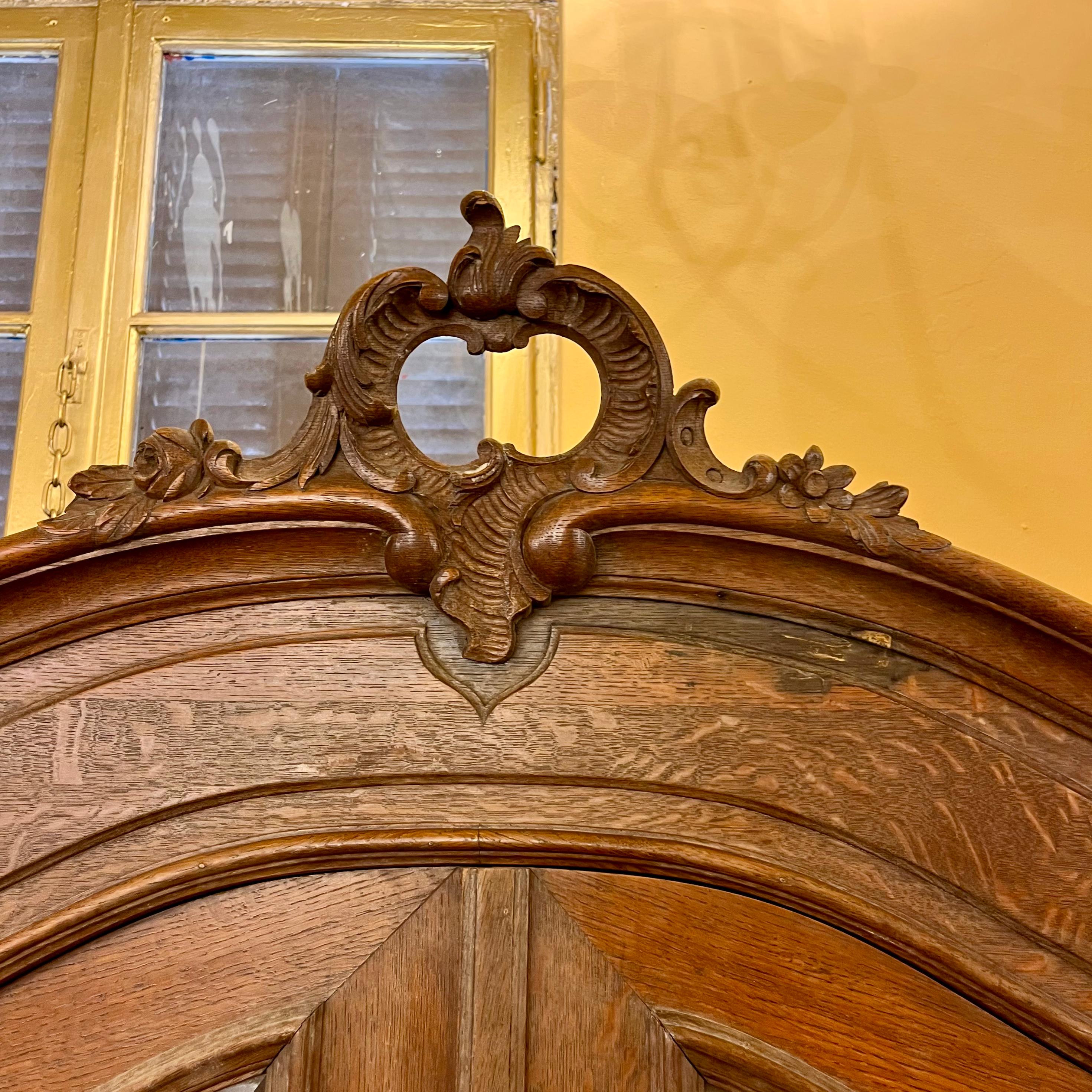 Antique Carved French Oak Display Cabinet