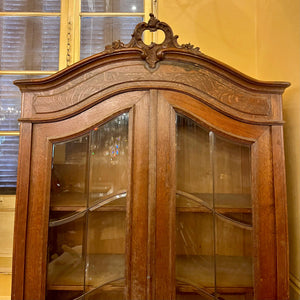 Antique Carved French Oak Display Cabinet