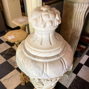 A Pair of Hand Carved White Marble Finials