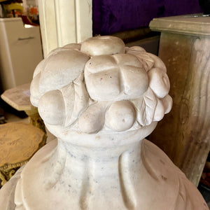 A Pair of Hand Carved White Marble Finials