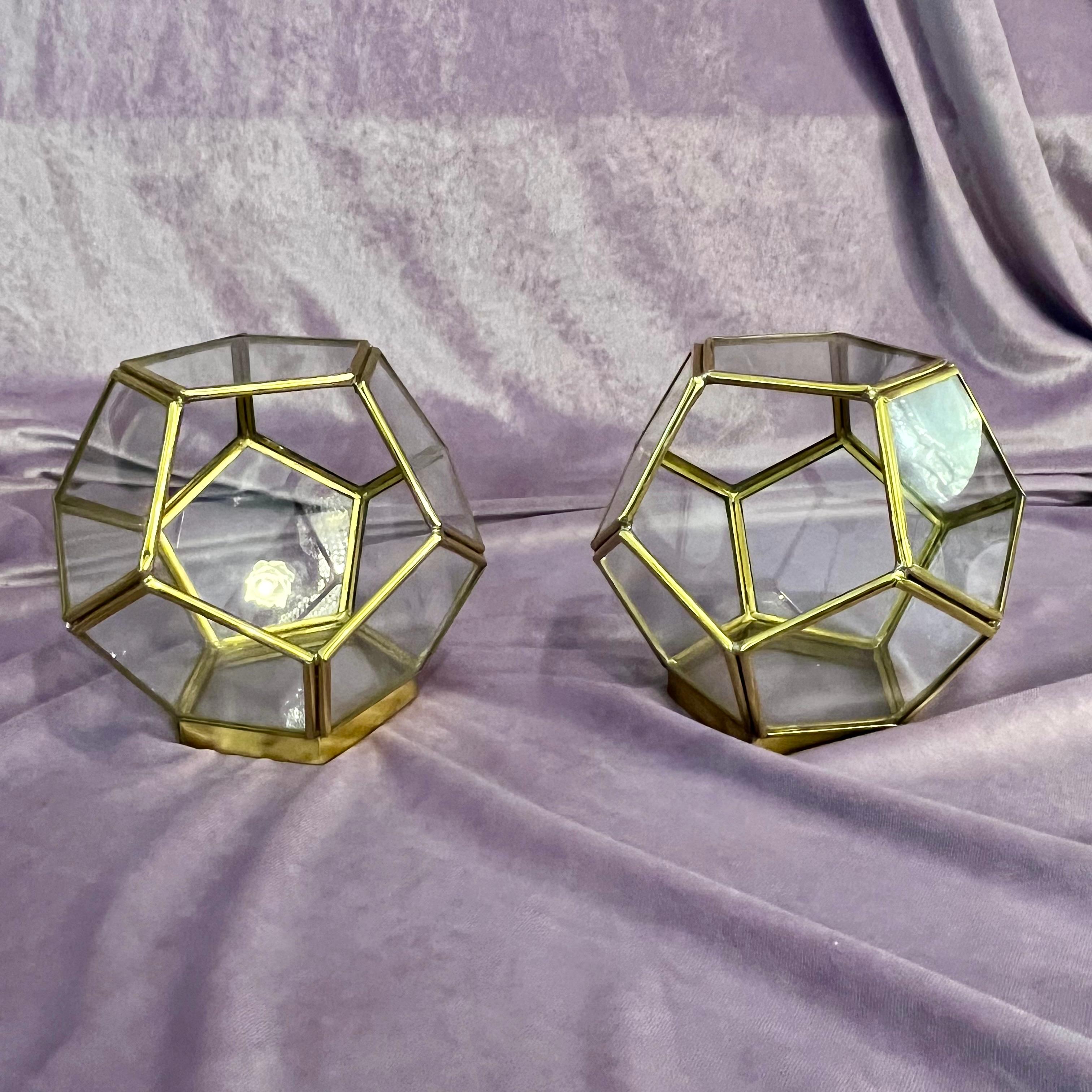 Geometric Glass Terrariums with Brass Framing