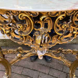 Antique Gilt Wood Mirror and Console Set with Marble Top - SOLD