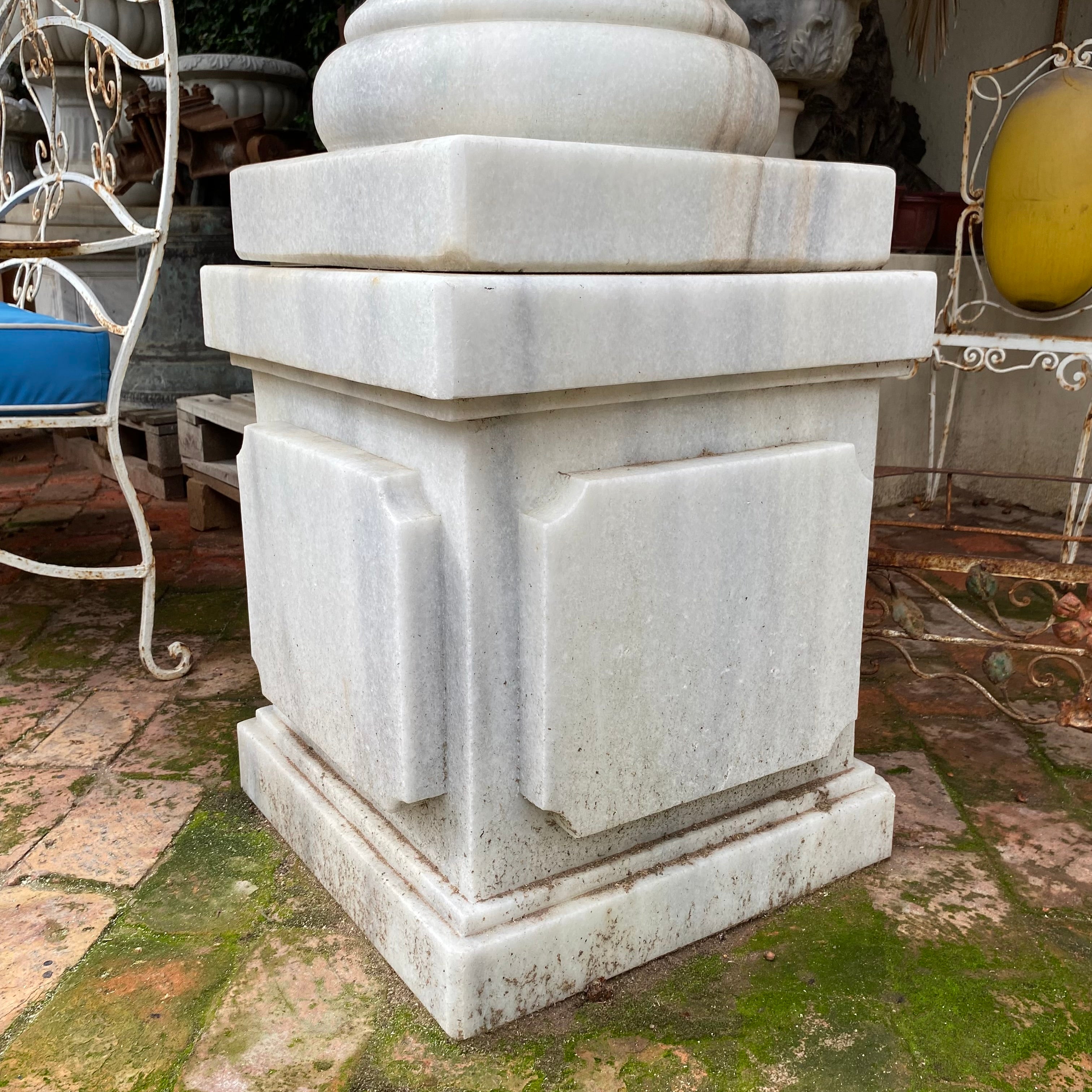 Very Large White Marble Urn and Plinth - SOLD