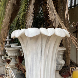 Very Large White Marble Urn and Plinth - SOLD