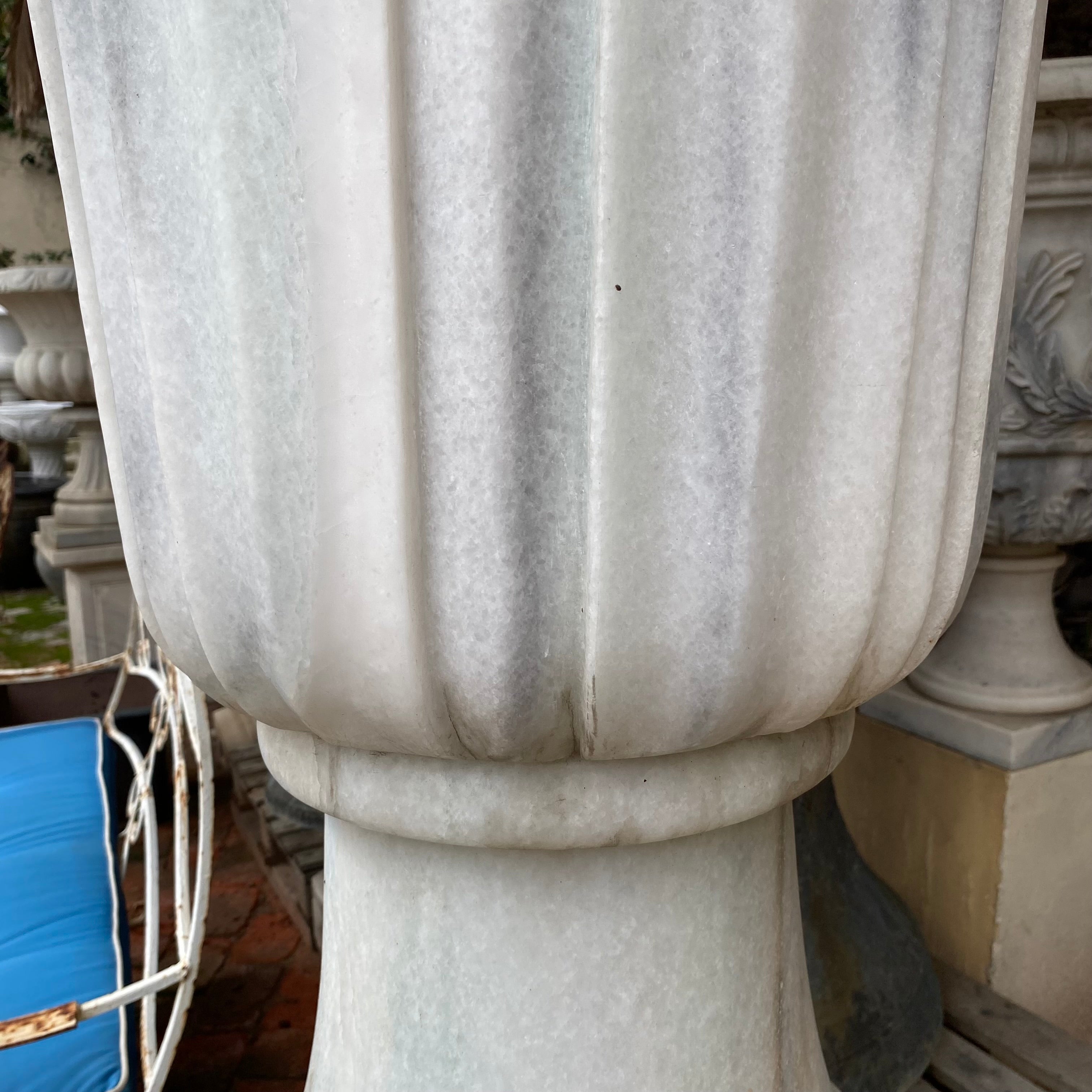 Very Large White Marble Urn and Plinth - SOLD