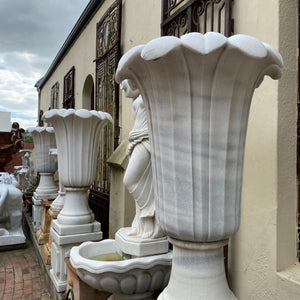 Very Large White Marble Urn and Plinth - SOLD