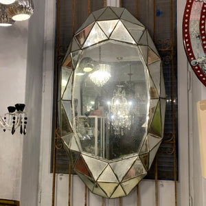 Contemporary and Geometric Oval Aged Mirror