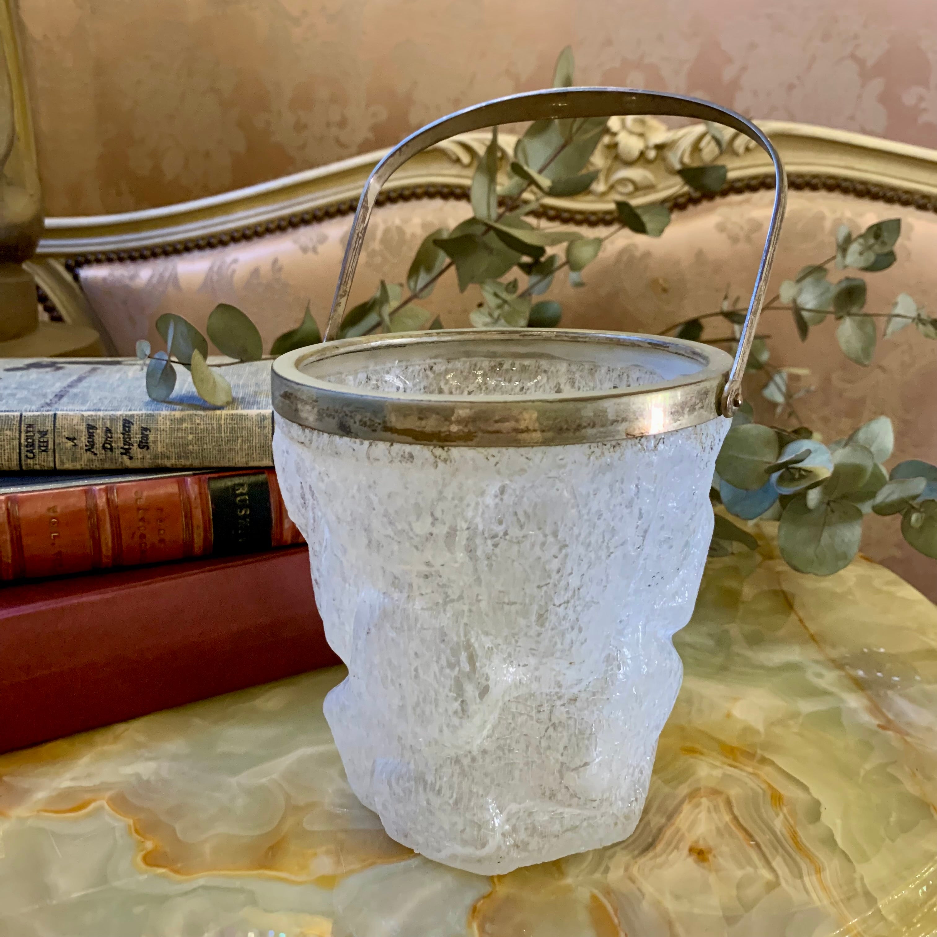 Art Deco Frosted and Jaggered Glass Ice Bucket