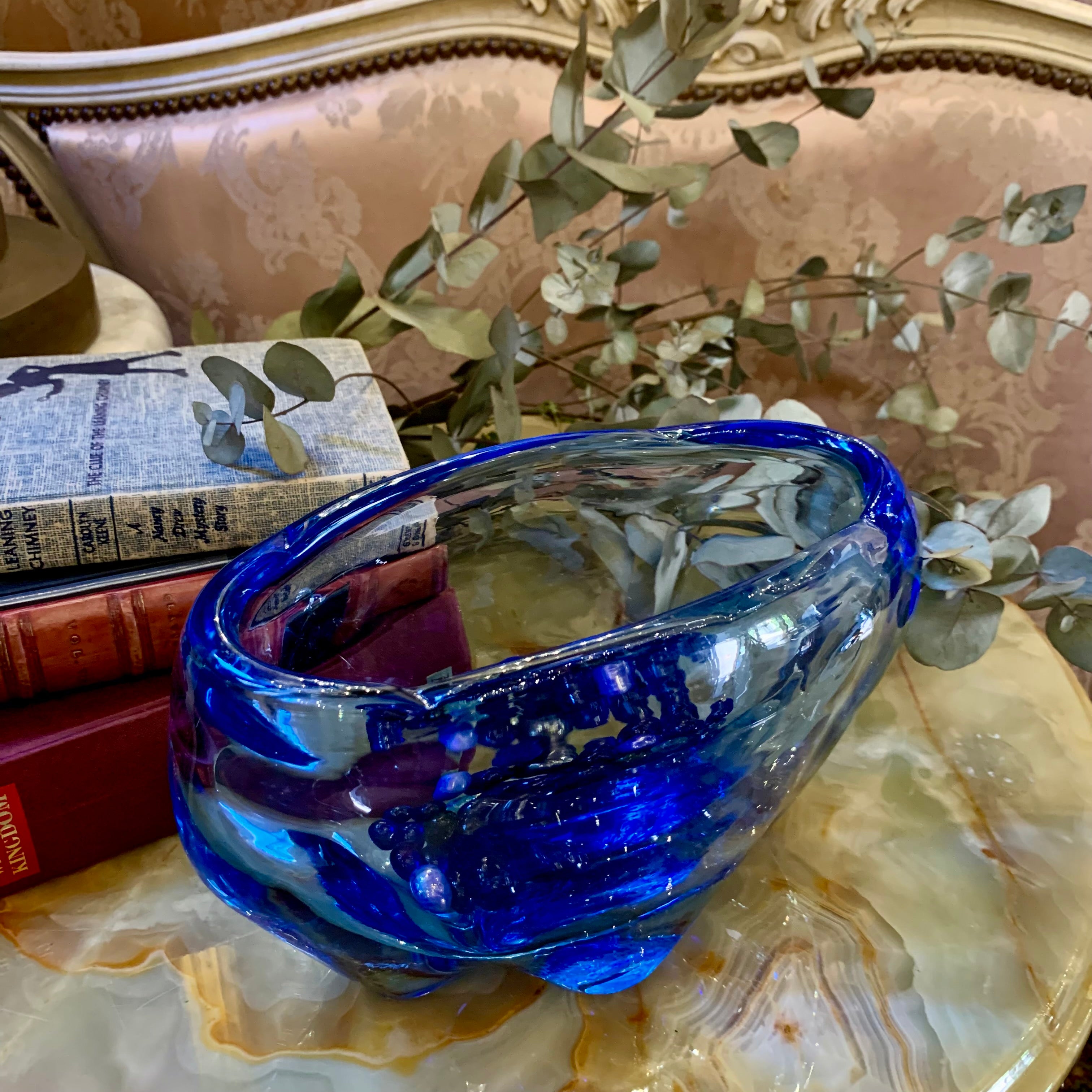 Oblong Blue Murano Vase - SOLD