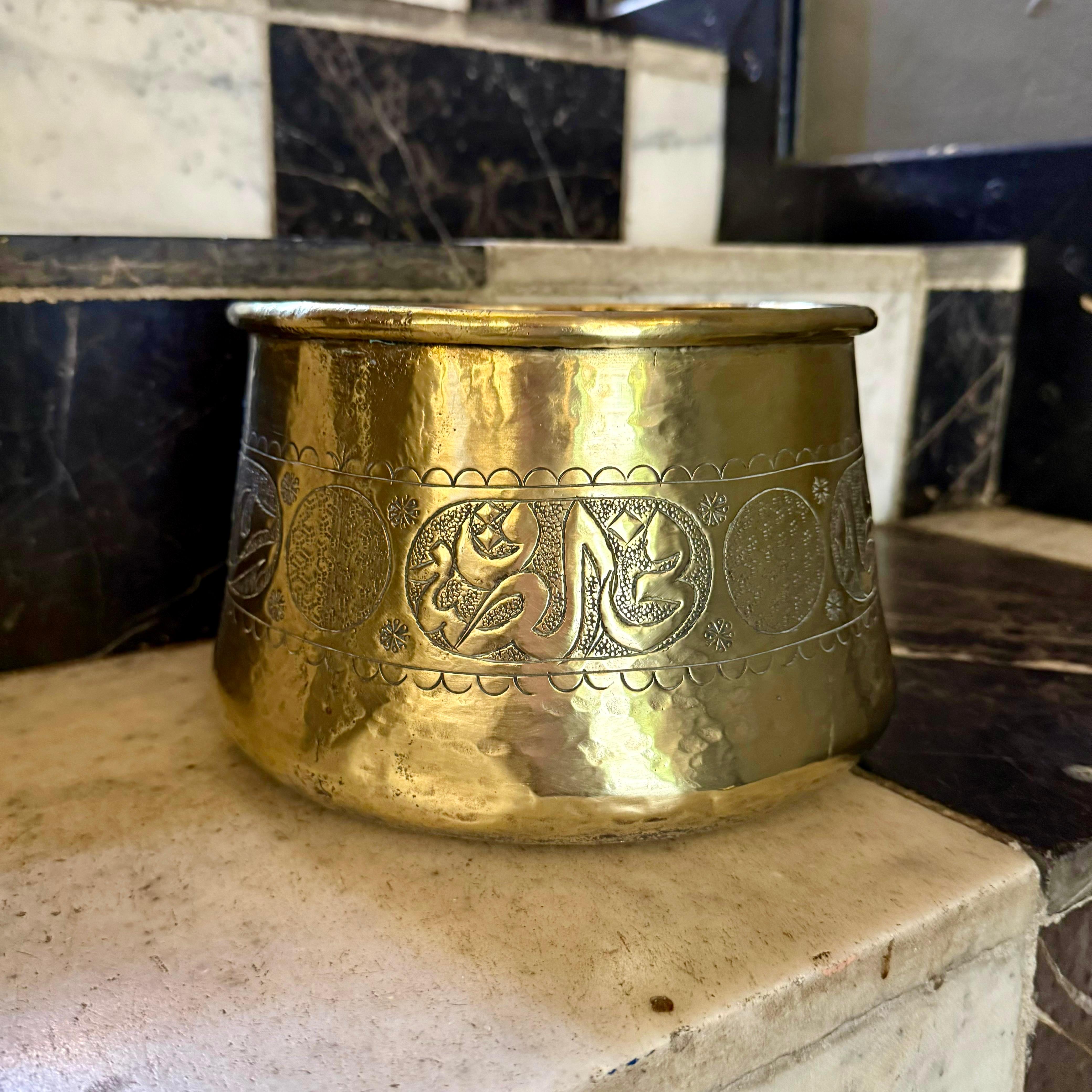 Antique Polished Brass Pot - SOLD