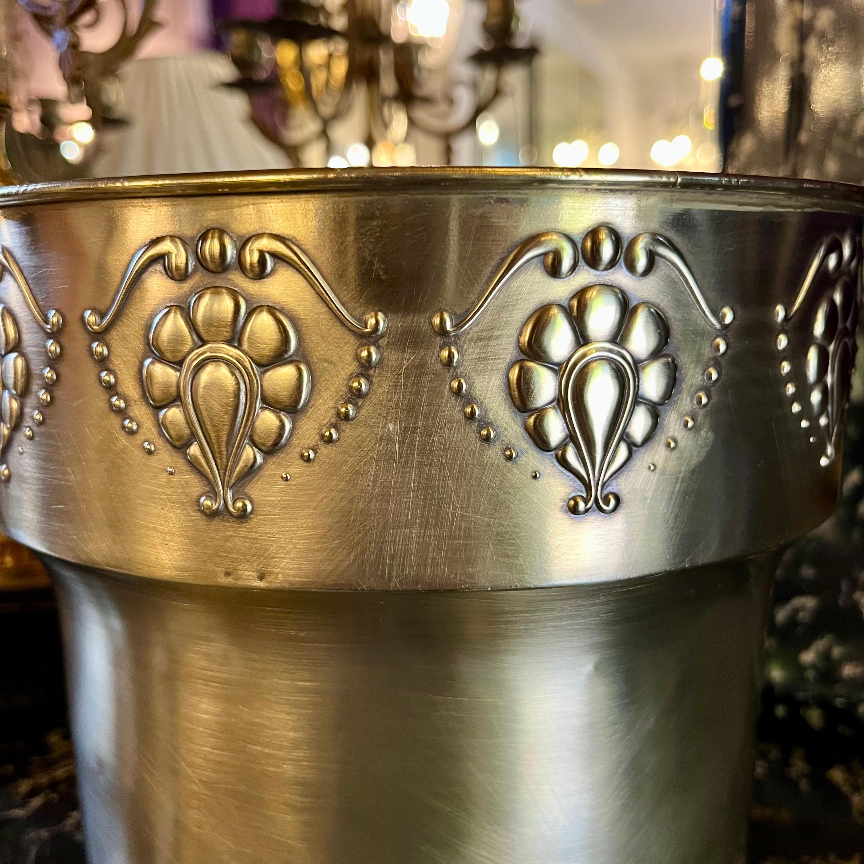 Art Nouveau Brass Pot with Stylised Motif Border