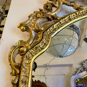 Beautiful Antique Gilt Mirror with Etched Detail