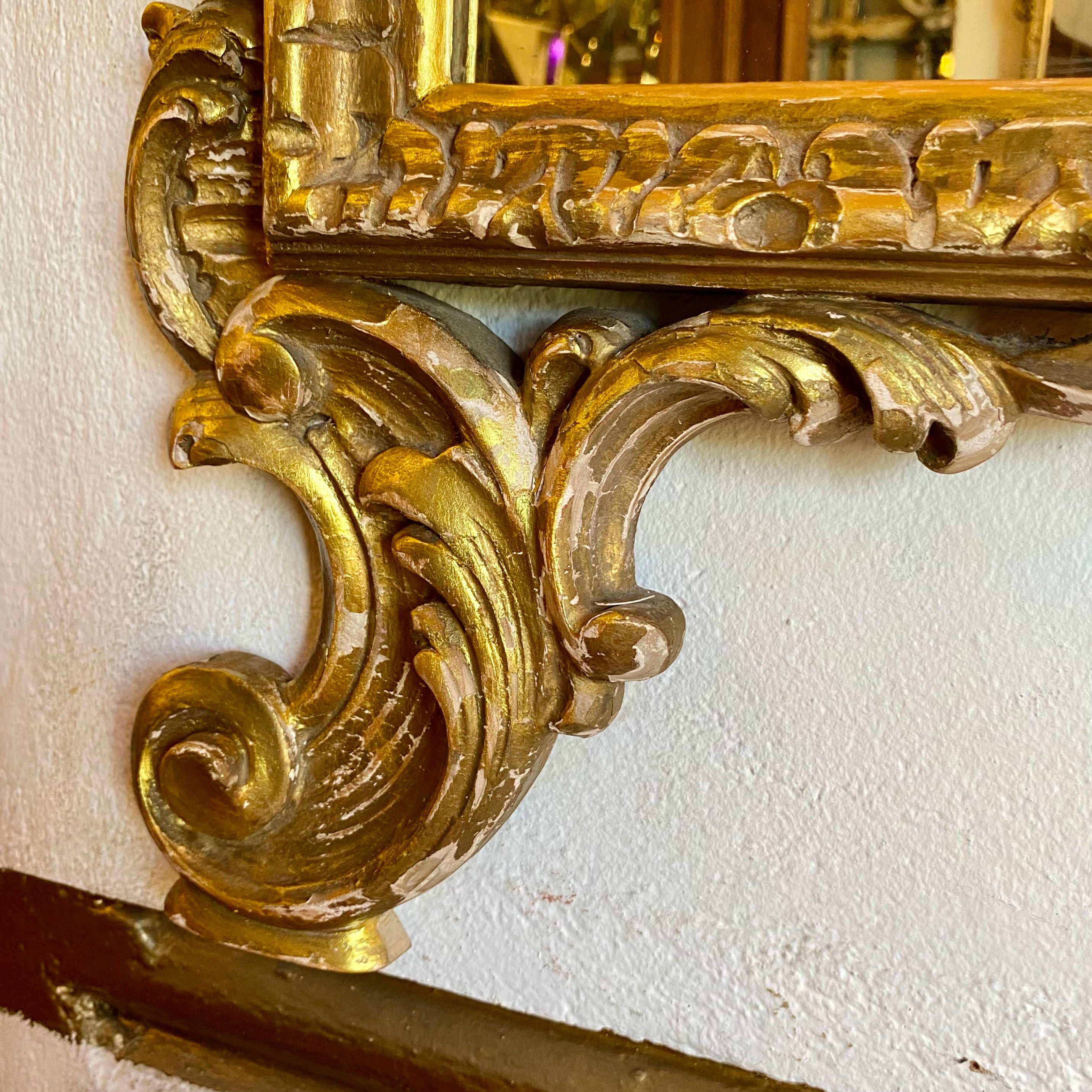 Beautiful Antique Gilt Mirror with Etched Detail