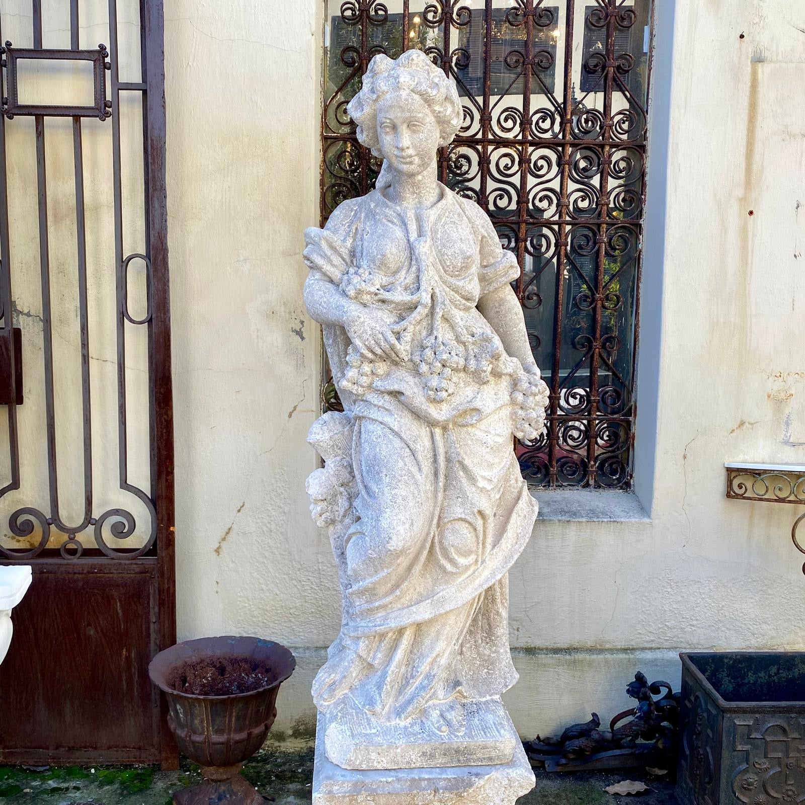 Beautiful Lime Stone Statue of a Grecian Woman