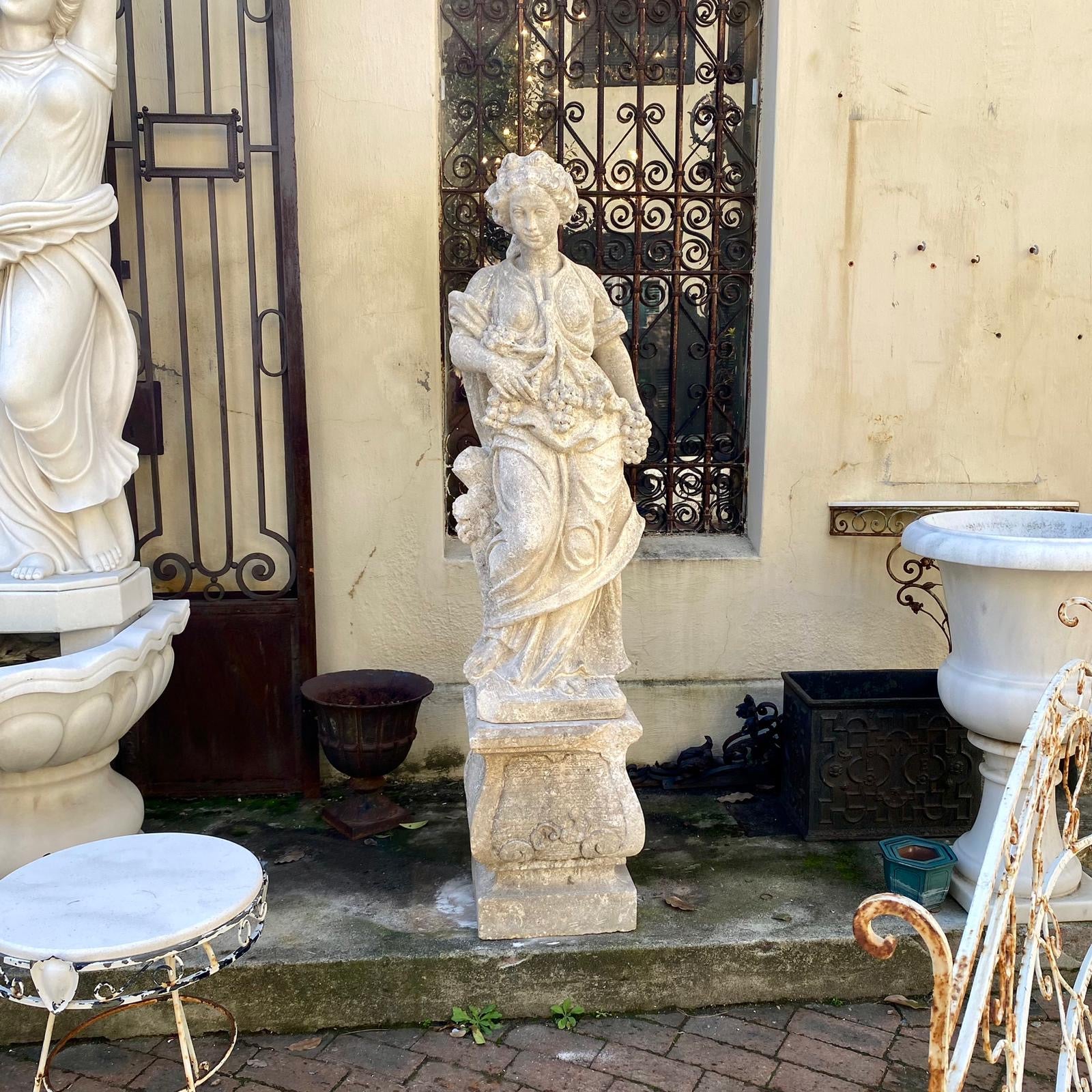 Beautiful Lime Stone Statue of a Grecian Woman