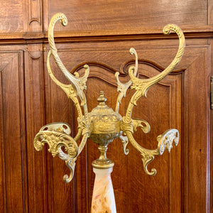 Elegant Antique Brass and Onyx Coat Rack