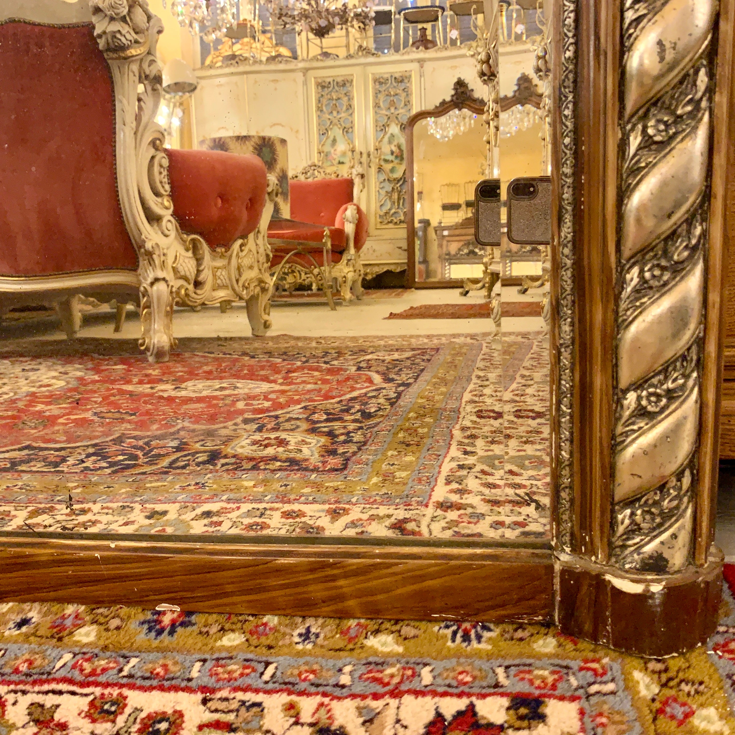 Magnificent Antique Mirror with Cherubs & Gilt Detail