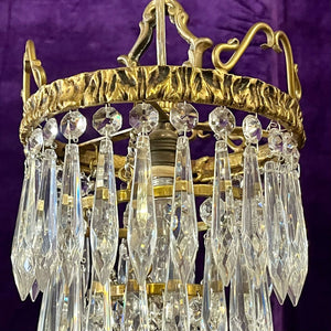 Petite Brass and Crystal Waterfall Chandelier by Delos, Contemporary - SOLD