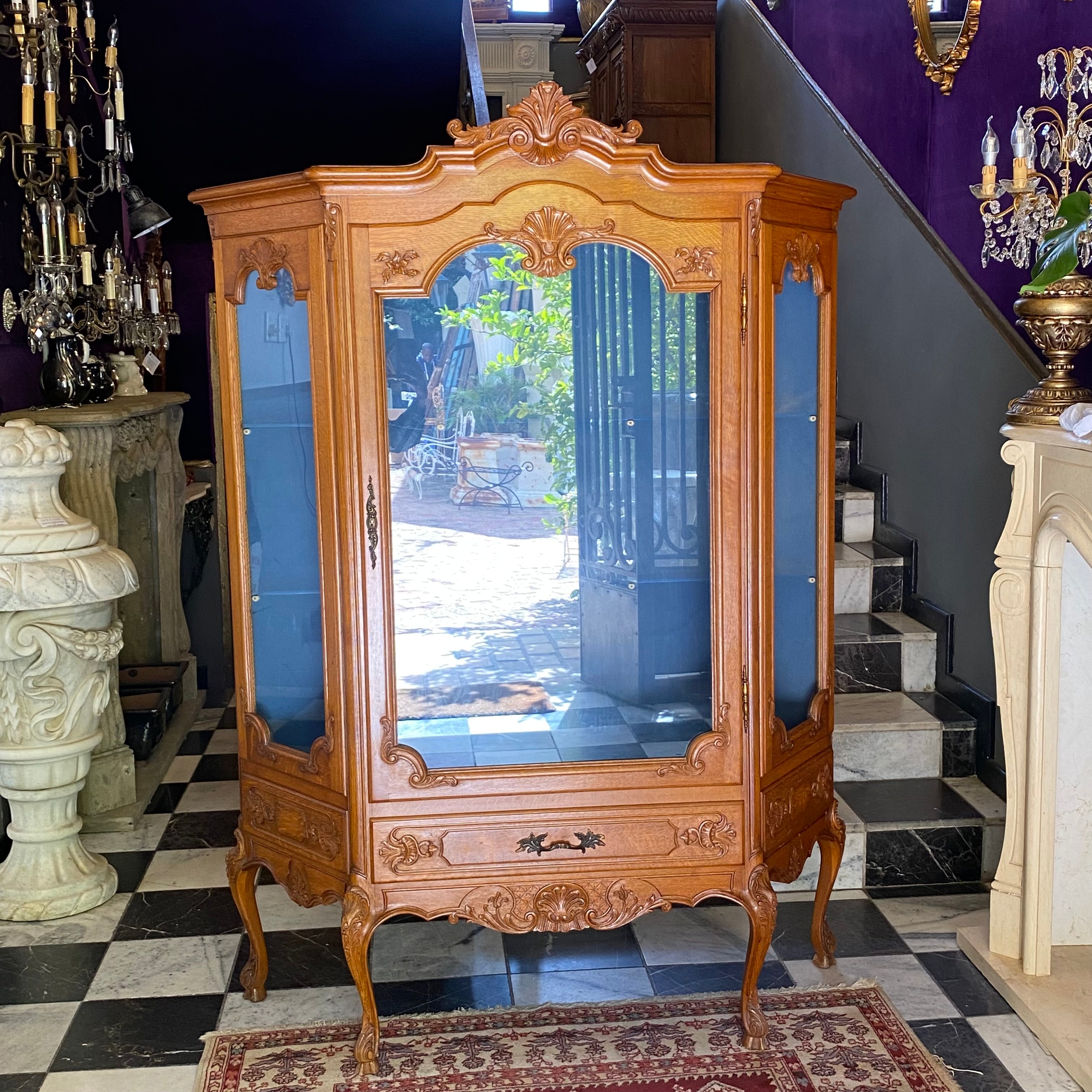 Antique Oak Display Cabinet