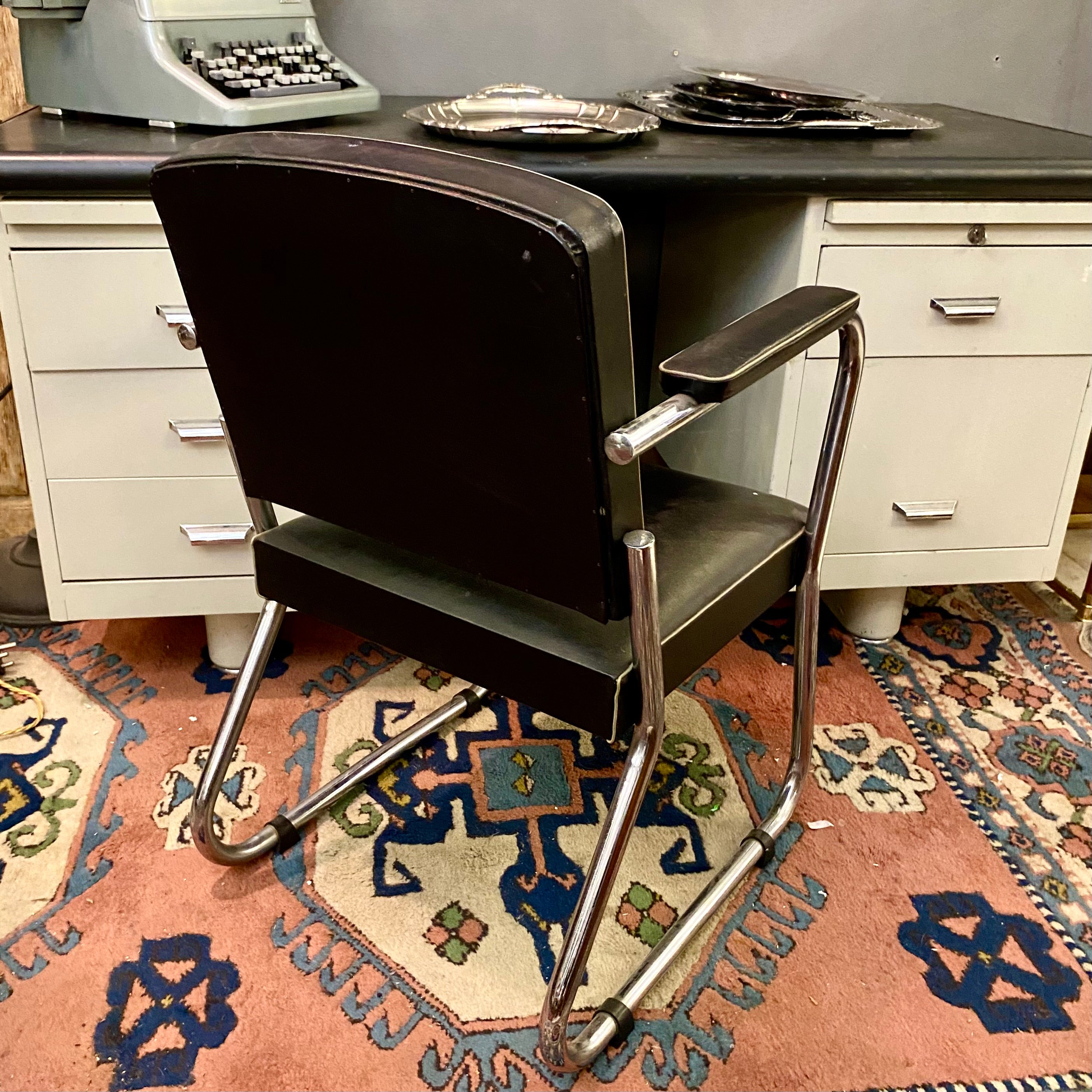 Mid-Century Desk, Chair and Typewriter Set