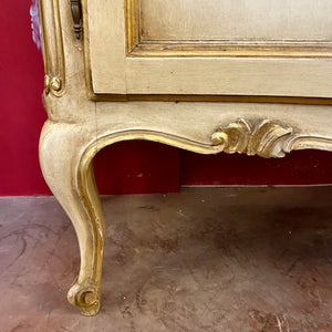 Antique Gilt French Display Cabinet with Hand Painted Detail