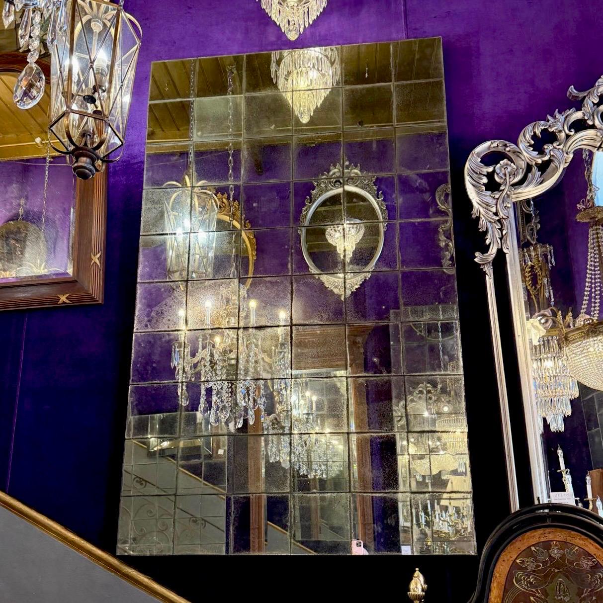 Aged Panelled Mirror