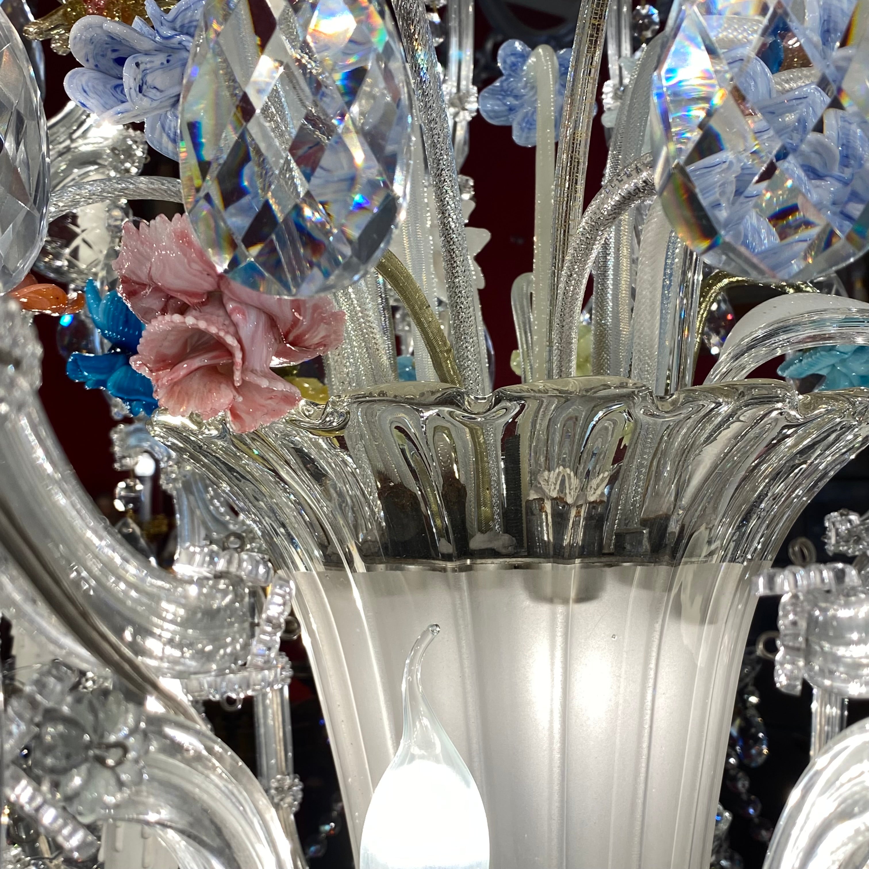 Extremely Rare Antique Maria Theresa Chandelier with Murano Flowers - SOLD