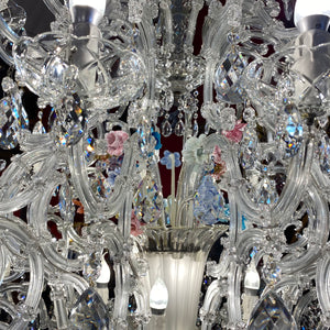 Extremely Rare Antique Maria Theresa Chandelier with Murano Flowers - SOLD