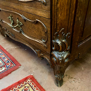 Antique Dark Oak Wash Stand with Grey Marble Top - SOLD