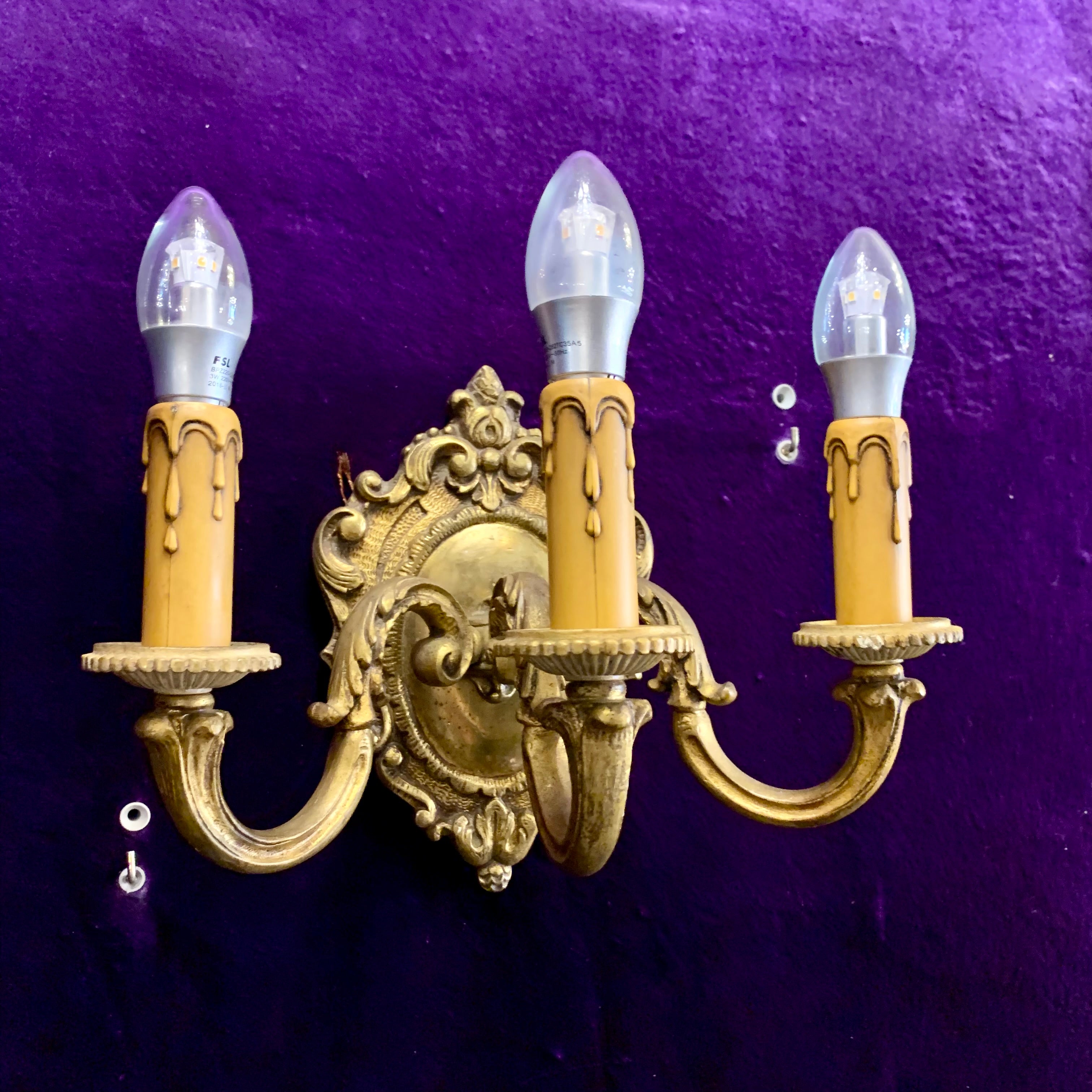 Antique Pair of Brass Sconce