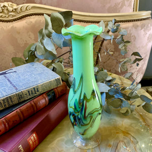 Pistachio Green with Colour Marbling Murano Vase