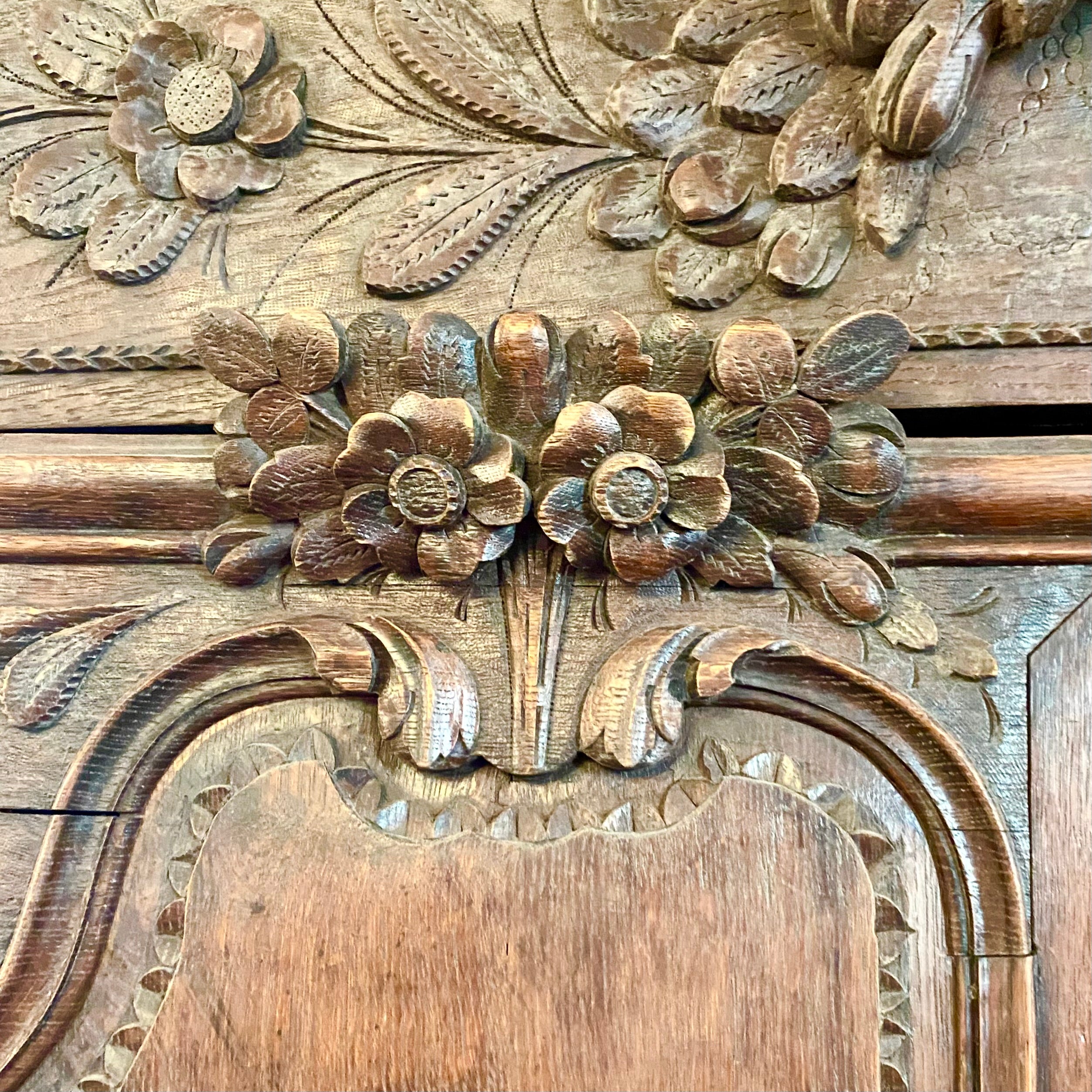 French Louis XIV Provincial Carved Oak Armoire, 19th Century