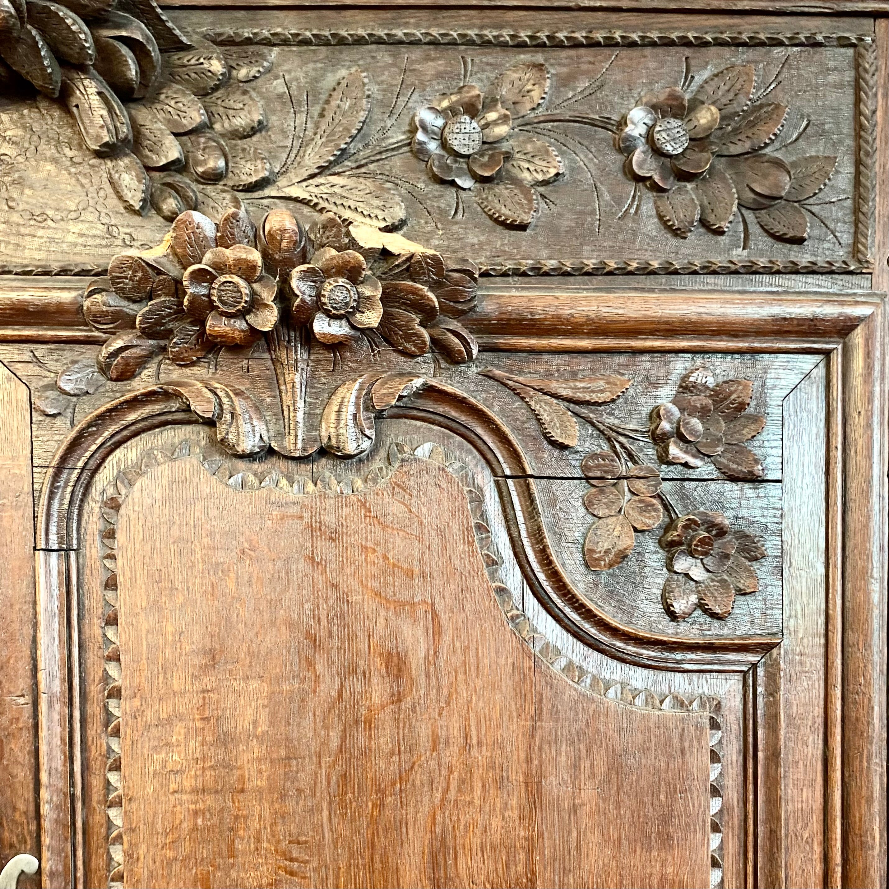 French Louis XIV Provincial Carved Oak Armoire, 19th Century