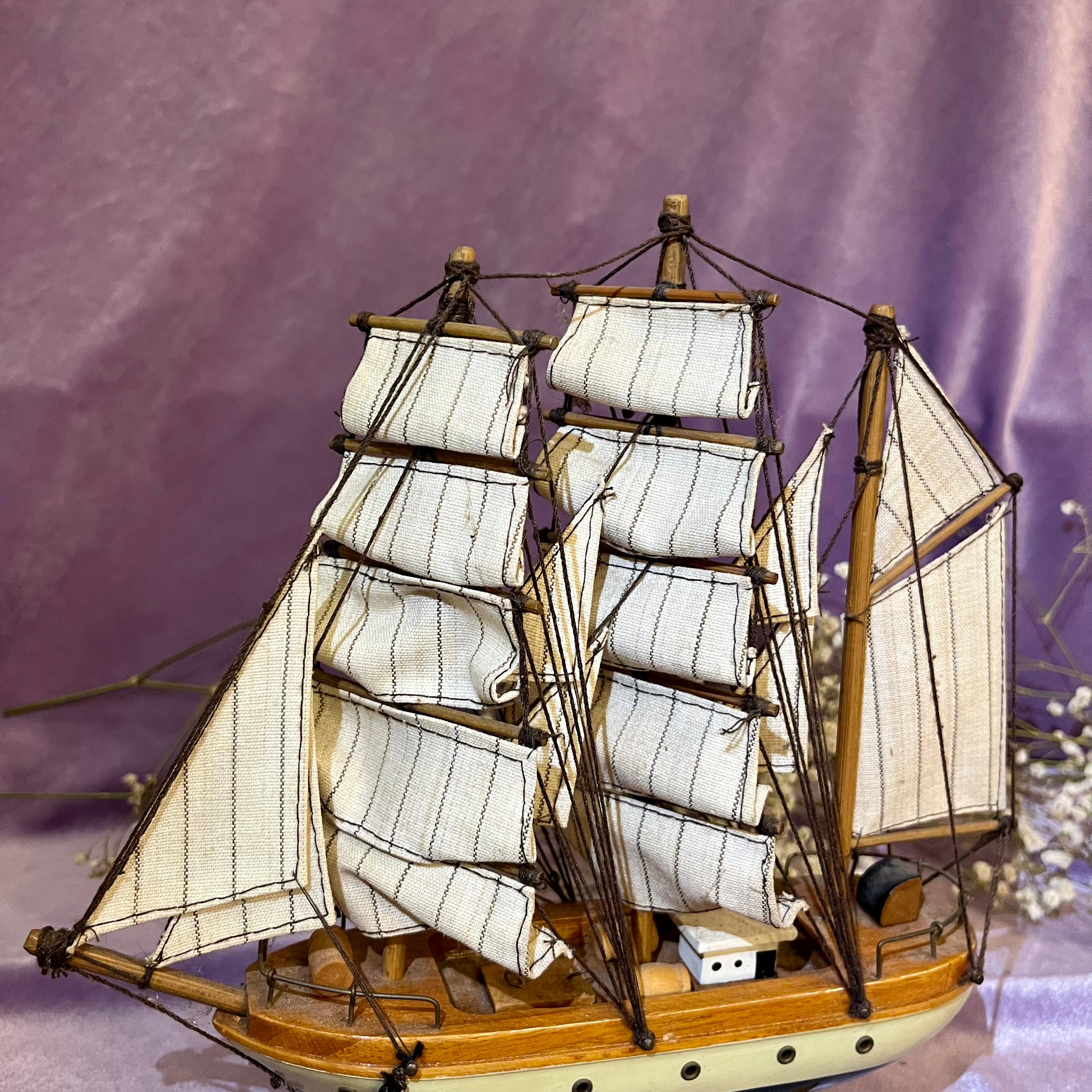 Vintage Wooden Model Sailing Ship